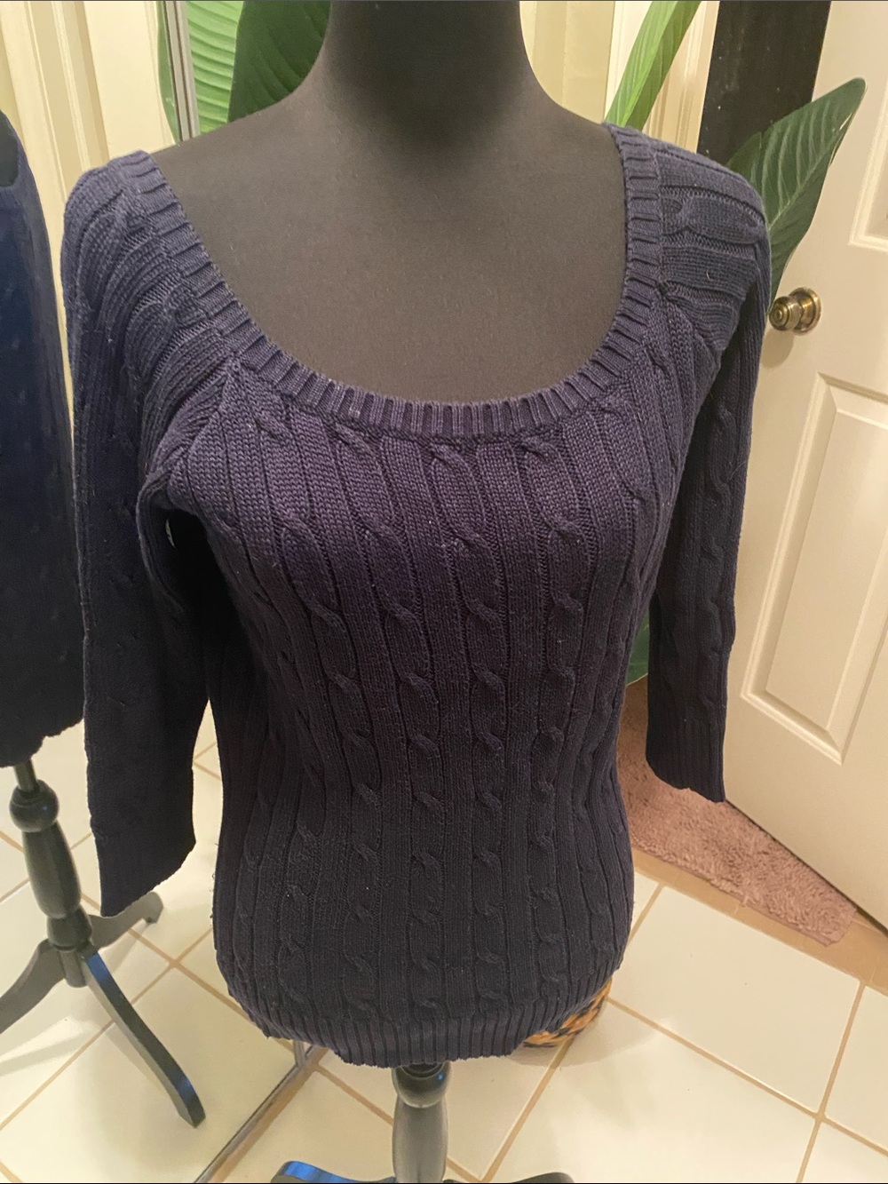 Ralph Lauren Navy Cable Scoop Neck Sweater